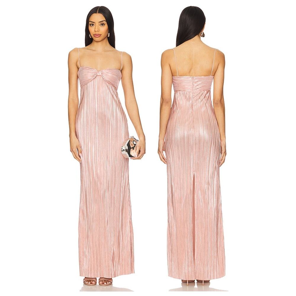 Lovers and Friends Mya Gown Metallic Plisse Party Formal Prom Wedding Guest M
